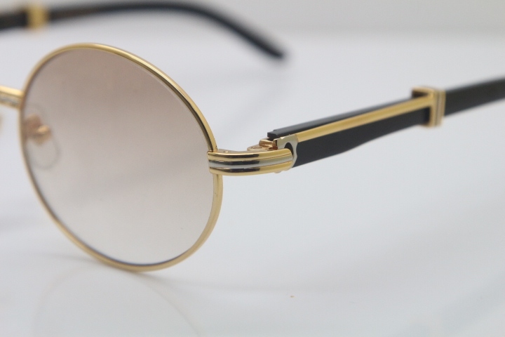 Wholesale Cartier CT 7550178 Vintage Sunglasses Original Black Buffalo horn Sun Glasses in Size:57