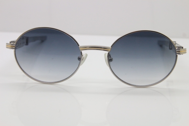 Cartier 7550178 luxury brand 18K Gold sunglasses Vintage Sun Glasses Original Stainless Steel Blue Smaller/Big Stones Sunglasses in Gold Brown Lens