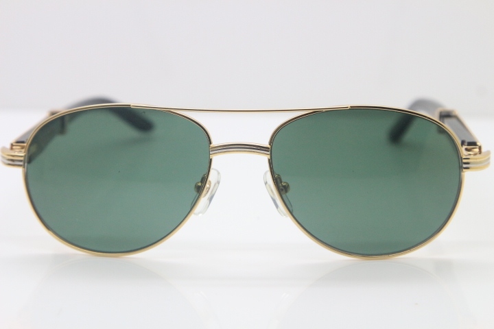 Cartier CT 569 Genuine Natural Original Black Buffalo horn Sunglasses Gold Brown Lens