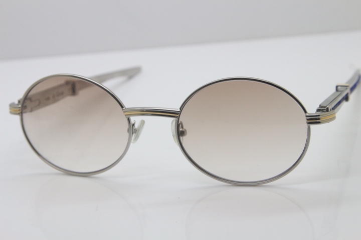 Cartier 7550178 Sunglasses Vintage Sun Glasses Original Stainless Steel Blue Smaller/Big Stones Sunglasses in Silver Gray Lens