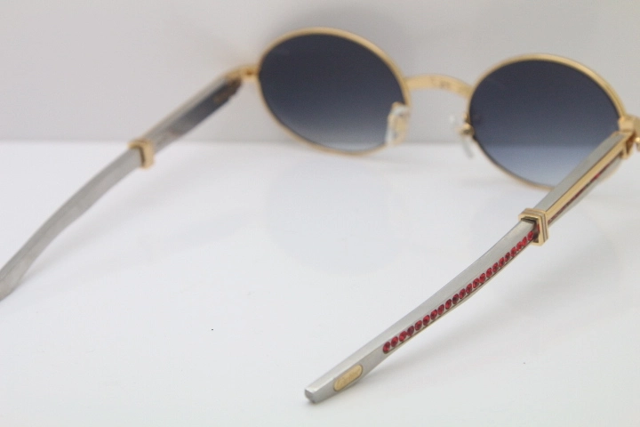 Cartier 7550178 luxury brand 18K Gold sunglasses Vintage Sun Glasses Original Stainless Steel Red Smaller/Big Stones Sunglasses in Gold Brown Lens