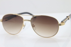 Cartier CT 569 Genuine Natural Original Black Buffalo horn Sunglasses Gold Brown Lens