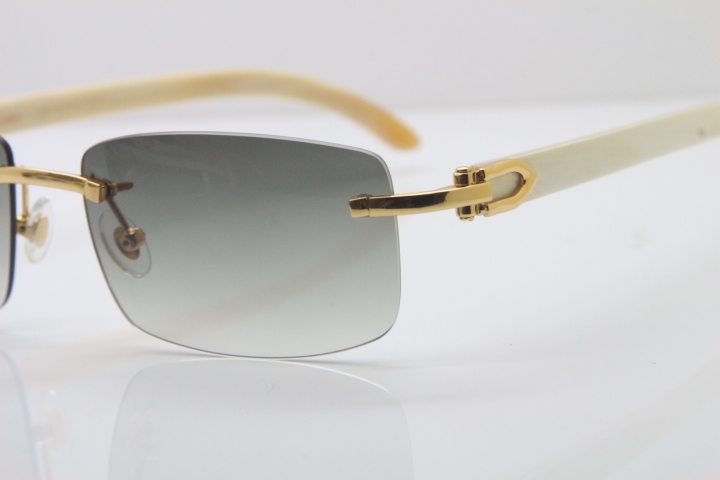 Hot Cartier CT 8200757 Rimless Original White Genuine Natural  Sunglasses Size:56