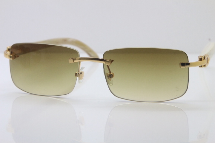 Hot Cartier CT 8200757 Rimless Original White Genuine Natural  Sunglasses Size:56