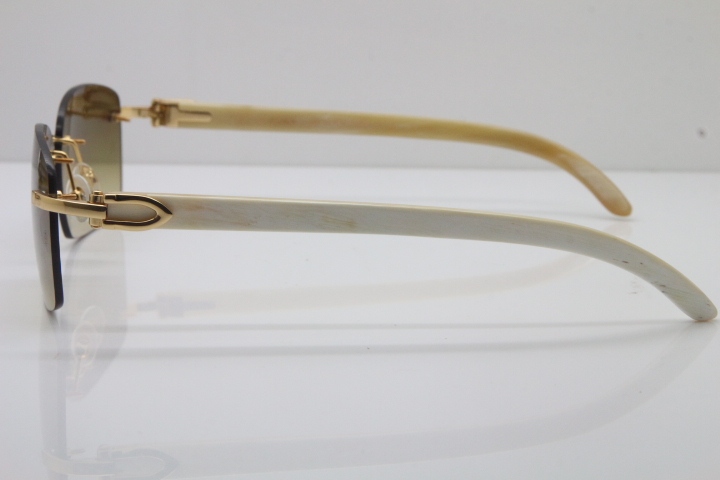 Wholesale Cartier CT 8200759 18K Gold Rimless Sun Glasses White Genuine Natural Sunglasses 8200760 Gold Brown Lens