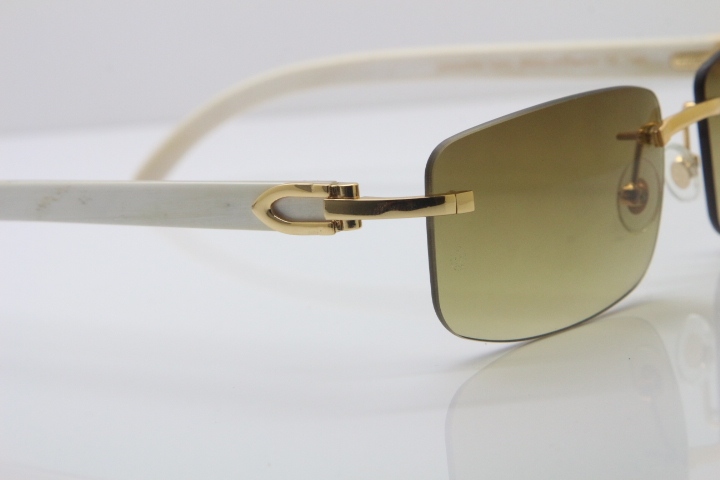 Hot Cartier CT 8200757 Rimless Original White Genuine Natural  Sunglasses Size:56