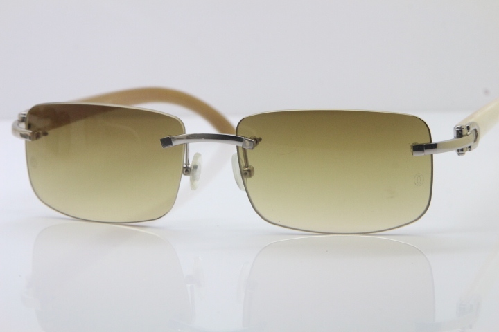 Hot Cartier CT 8200757 Rimless Original White Genuine Natural  Sunglasses Size:56