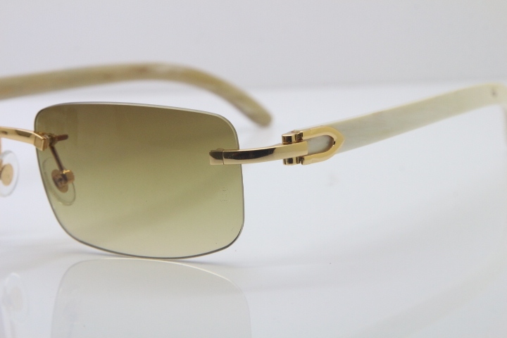 Hot Cartier CT 8200757 Rimless Original White Genuine Natural  Sunglasses Size:56