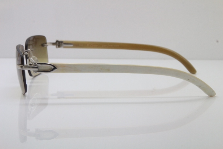 Hot Cartier CT 8200757 Rimless Original White Genuine Natural  Sunglasses Size:56