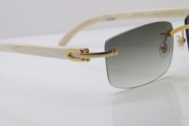 Hot Cartier CT 8200757 Rimless Original White Genuine Natural  Sunglasses Size:56