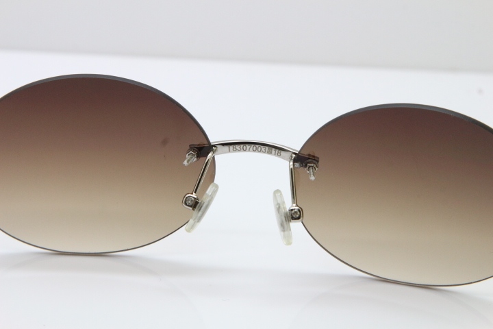 Wholesale High-end brand Carter Original T8307003 Rimless Black Mix White Buffalo Horn luxury brand Sunglasses in Gold Brown Lens