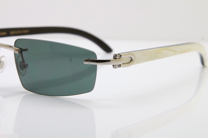 Wholesale High-end brand Carter T8100926 Rimless Black Mix White Buffalo Horn Sunglasses in Gold Brown Lens Hot