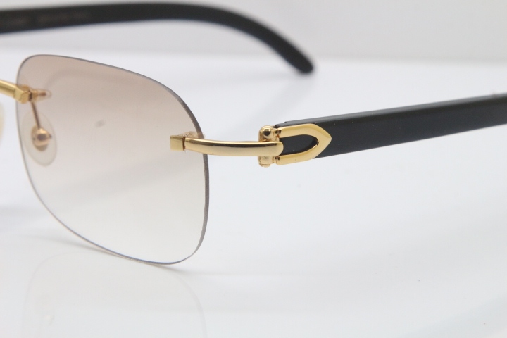 Wholesale High-end brand Carter T8100624 Original Rimless Black Buffalo Horn Sunglasses in Gold Brown Lens Hot