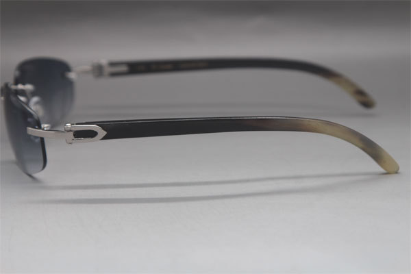 Wholesale High-end brand Cartier Rimless Original Black Buffalo Horn 3524011 Sunglasses In Gold Brown Lens