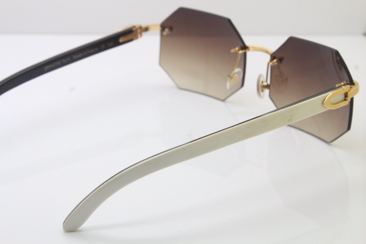 Wholesale High-end brand Carter T8307002 Original Rimless Black White Buffalo Horn Sunglasses in Gold Brown Lens Hot