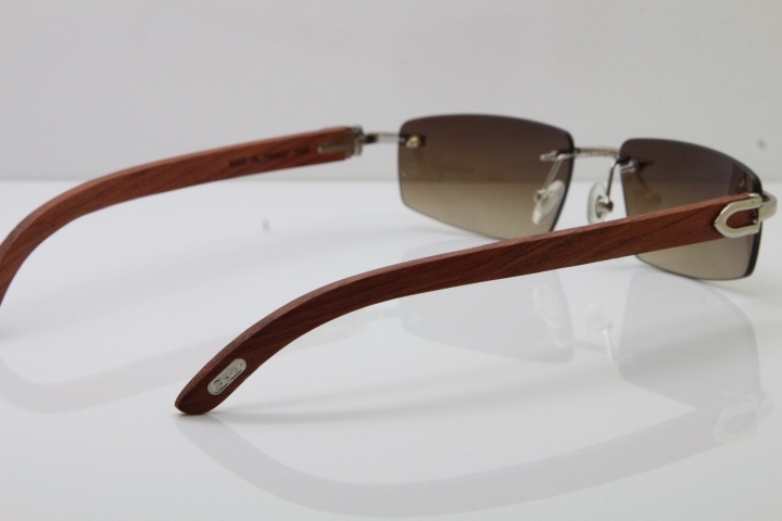 Decor Wood frame Rimless T8100926 gold wood glasses frames sunglasses men luxury brand