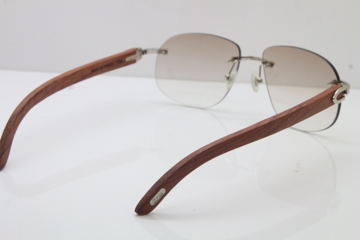 Wholesale High-end brand Cartier T8100928 Original Wood Sunglasses in Gold Brown Lens Hot