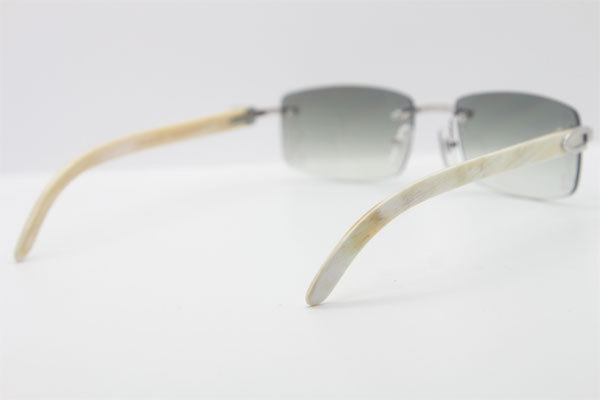 Wholesale High-end brand Cartier Rimless Original White Genuine horn CT3524012A Sunglasses in Gold Brown Lens Size:56 Hot