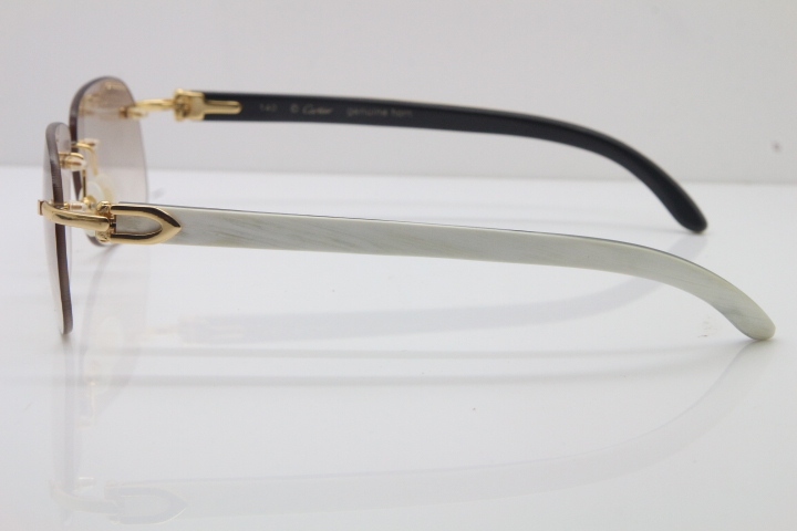 Wholesale High-end brand Carter Original Rimless T8100624 Black Mix White Buffalo Horn sunglasses 18k gold in Gold Brown Lens Hot