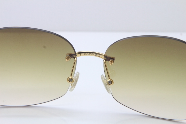 Wholesale High-end brand Carter T8100907 Original Rimless White Inside Black Buffalo Horn Sunglasses In Gold Brown Lens Hot