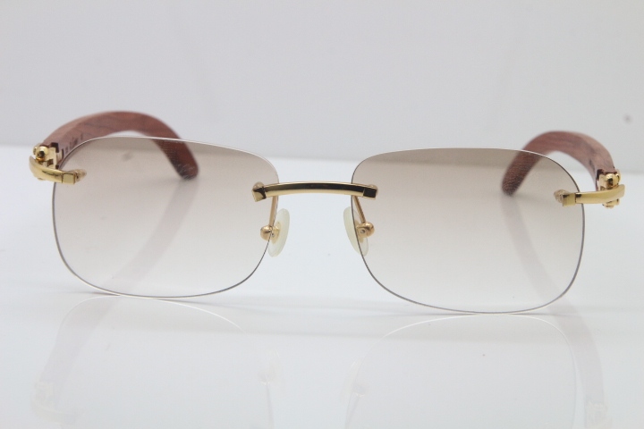 Wholesale High-end brand Carter T8100624 Original Wood Rimless 18K Gold Sunglasses in Silver Brown Lens