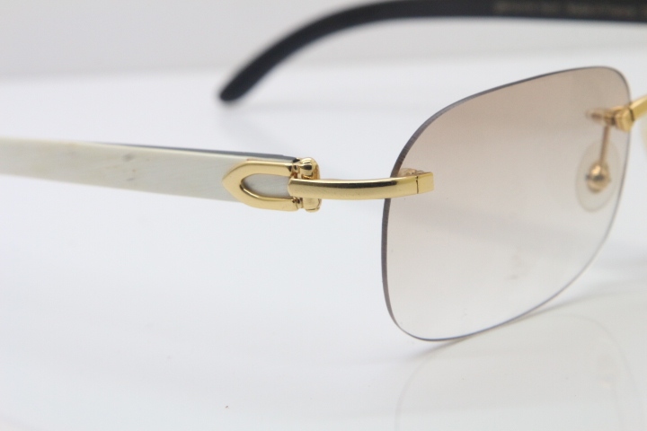 Wholesale High-end brand Carter Original Rimless T8100624 Black Mix White Buffalo Horn sunglasses 18k gold in Gold Brown Lens Hot