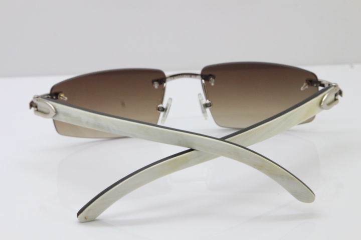 Wholesale High-end brand Carter T8100926 Rimless Black Mix White Buffalo Horn Sunglasses in Gold Brown Lens Hot