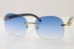 Wholesale High-end brand Carter T8100907 Original Rimless White Inside Black Buffalo Horn Sunglasses In Gold Brown Lens Hot