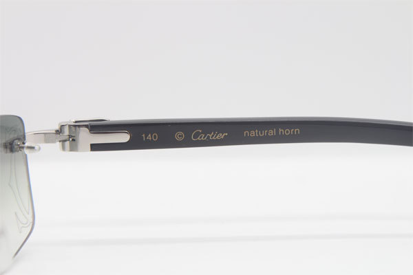 Cartier Rimless Original Black Buffalo Horn 3524012A Sunglasses In Gold Brown Lens Size：56 Hot