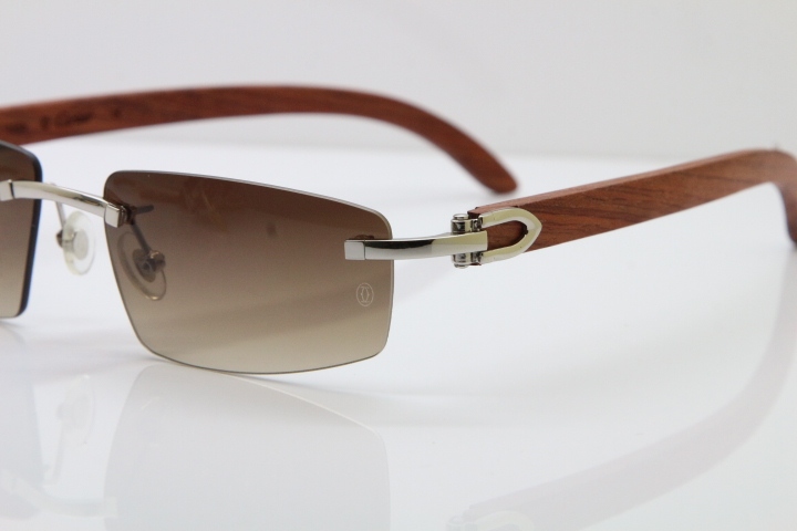 Decor Wood frame Rimless T8100926 gold wood glasses frames sunglasses men luxury brand