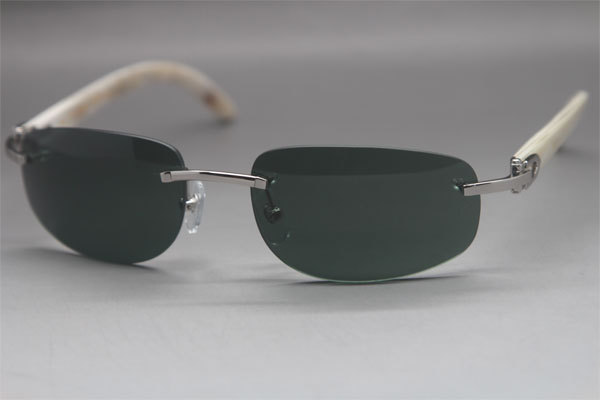 Wholesale High-end brand Cartier Original Rimless White Genuine horn 3524011 Sunglasses In Gold Brown Lens