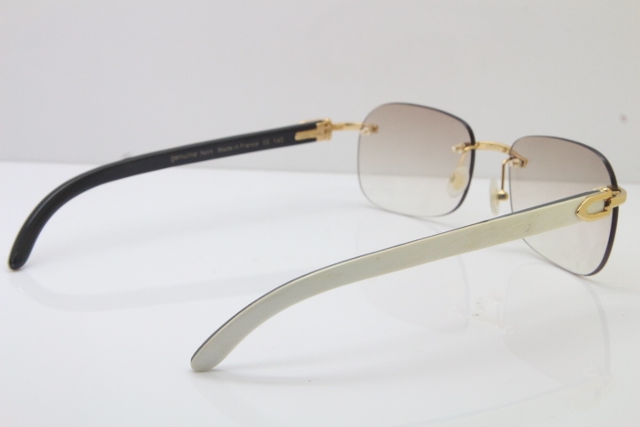 Wholesale High-end brand Carter Original Rimless T8100624 Black Mix White Buffalo Horn sunglasses 18k gold in Gold Brown Lens Hot