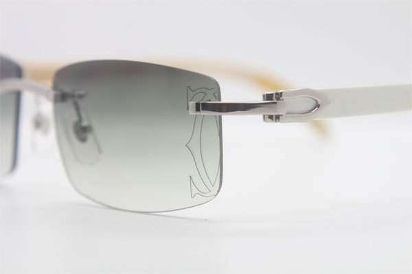 Wholesale High-end brand Cartier Rimless Original White Genuine horn CT3524012A Sunglasses in Gold Brown Lens Size:56 Hot