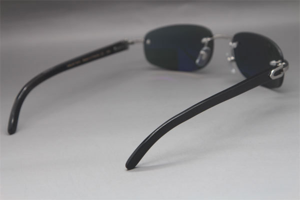 Wholesale High-end brand Cartier Rimless Original Black Buffalo Horn 3524011 Sunglasses In Gold Brown Lens