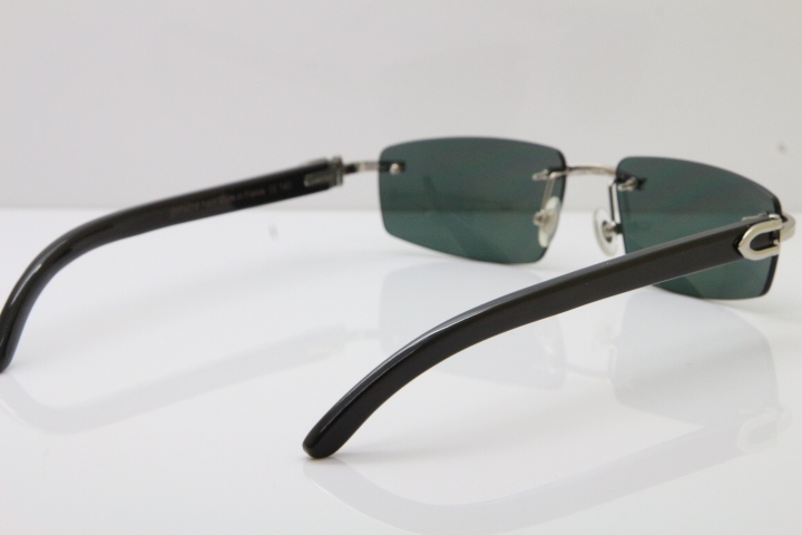 Wholesale High-end brand Carter T8100926 Rimless Black Buffalo Horn Sunglasses in Gold Brown Lens Hot