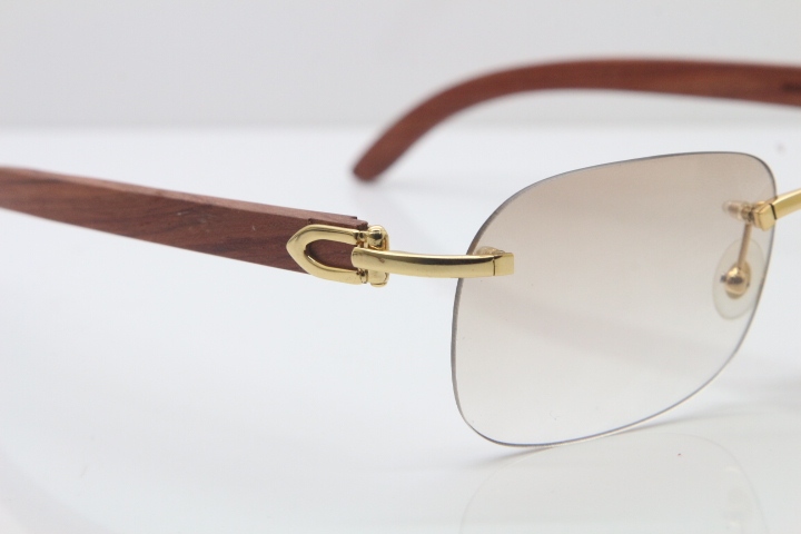 Wholesale High-end brand Carter T8100624 Original Wood Rimless 18K Gold Sunglasses in Silver Brown Lens