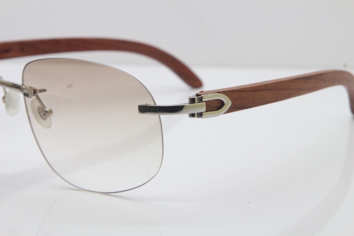 Wholesale High-end brand Cartier T8100928 Original Wood Sunglasses in Gold Brown Lens Hot