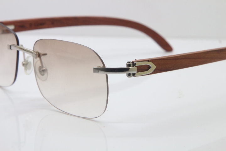 Wholesale High-end brand Carter T8100624 Original Wood Rimless 18K Gold Sunglasses in Silver Brown Lens