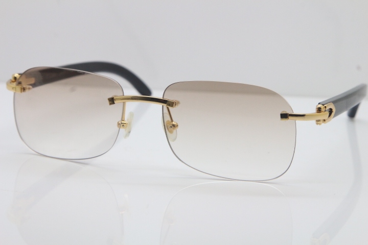 Wholesale High-end brand Carter T8100624 Original Rimless Black Buffalo Horn Sunglasses in Gold Brown Lens Hot