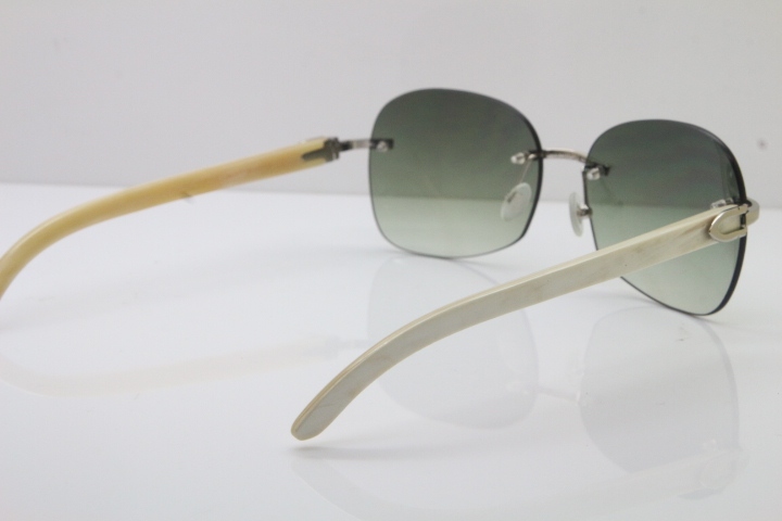 Wholesale High-end brand Carter T8100908 Original Rimless White Genuine Natural Horn T8100907 Sunglasses In Silver Brown Lens