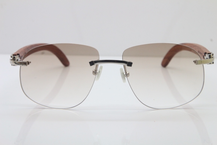 Wholesale High-end brand Cartier T8100928 Original Wood Sunglasses in Gold Brown Lens Hot