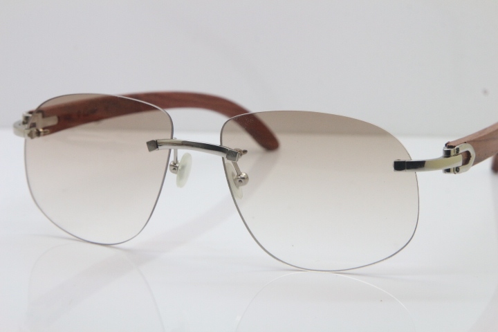 Wholesale High-end brand Cartier T8100928 Original Wood Sunglasses in Gold Brown Lens Hot