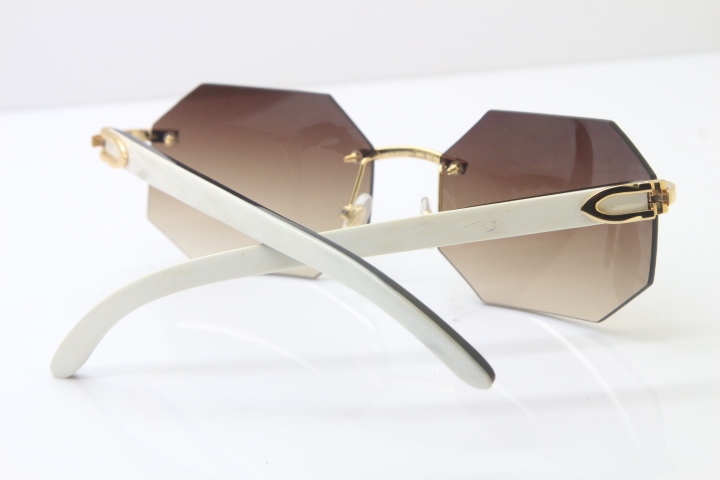 Wholesale High-end brand Carter T8307002 Original Rimless Black White Buffalo Horn Sunglasses in Gold Brown Lens Hot