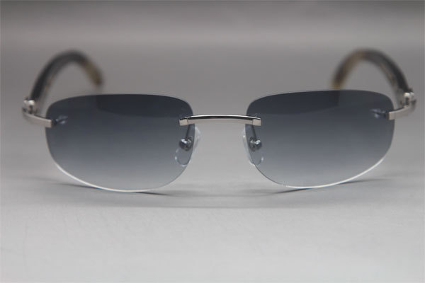 Wholesale High-end brand Cartier Rimless Original Black Buffalo Horn 3524011 Sunglasses In Gold Brown Lens