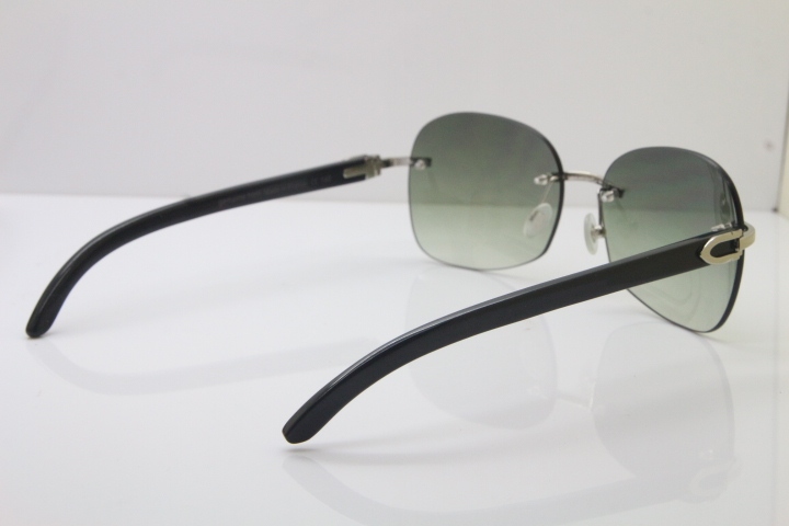 Wholesale High-end brand Carter T8100907 Rimless Original Black Buffalo Horn Sunglasses In Gold Brown Lens