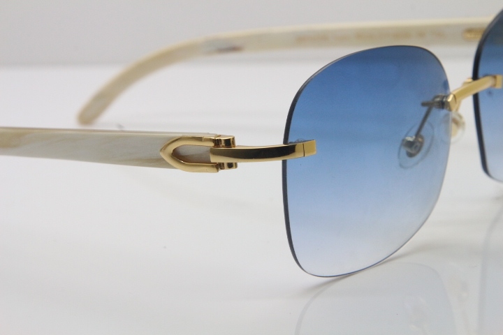 Wholesale High-end brand Carter T8100908 Original Rimless White Genuine Natural Horn T8100907 Sunglasses In Silver Brown Lens