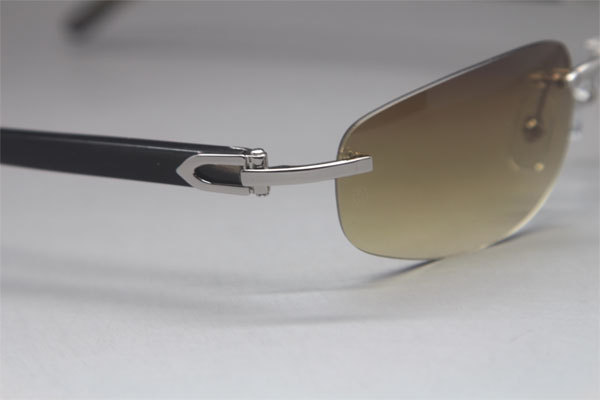 Wholesale High-end brand Cartier Rimless Original Black Buffalo Horn 3524011 Sunglasses In Gold Brown Lens