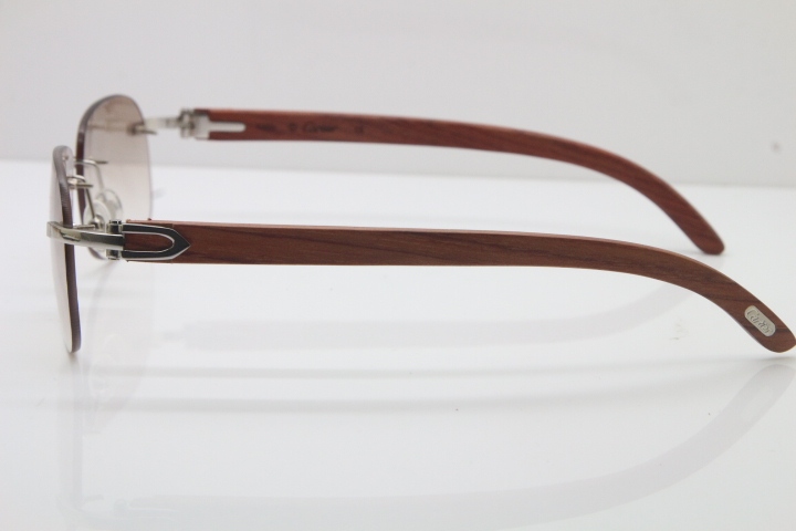 Wholesale High-end brand Carter T8100624 Original Wood Rimless 18K Gold Sunglasses in Silver Brown Lens