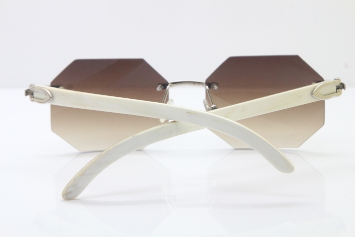 Wholesale High-end brand Carter T8307002 Original Rimless White Genuine Natural Horn Sunglasses in Gold Brown Lens Hot