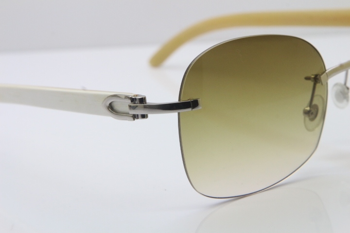 Wholesale High-end brand Carter T8100908 Original Rimless White Genuine Natural Horn T8100907 Sunglasses In Silver Brown Lens